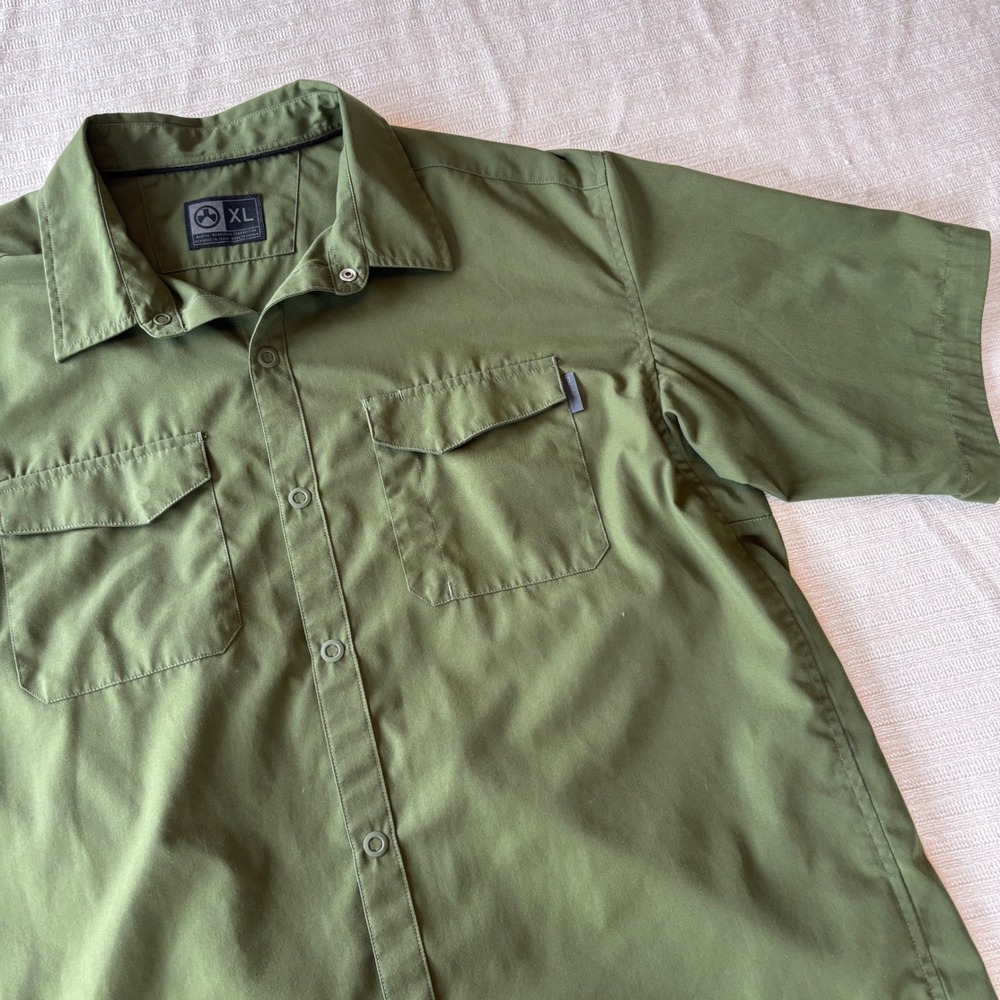 Magpul Industries Mens XL Short Sleeve Button Down Tactical Utility Shirt Green